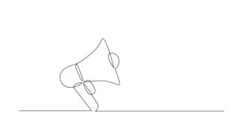 Continuous single one line art drawing of megaphone speaker for news and promotion vector illustration