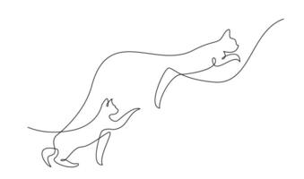 continuo línea dibujo de gato en blanco antecedentes. vector