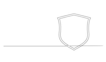 Shield continuous line art. Guard drawing sign. Protect linear symbol vector