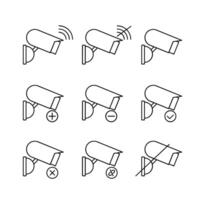 cctv camera icon line set collection design vector