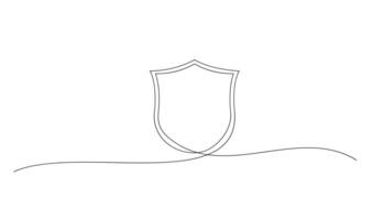 Shield continuous line art. Guard drawing sign. Protect linear symbol vector