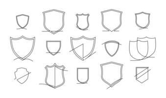 Shield continuous line art. Guard drawing sign. Protect linear symbol vector