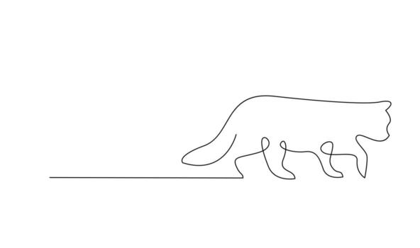 Continuous line drawing of cat on white background. vector
