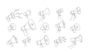 Continuous single one line art drawing of megaphone speaker for news and promotion vector illustration