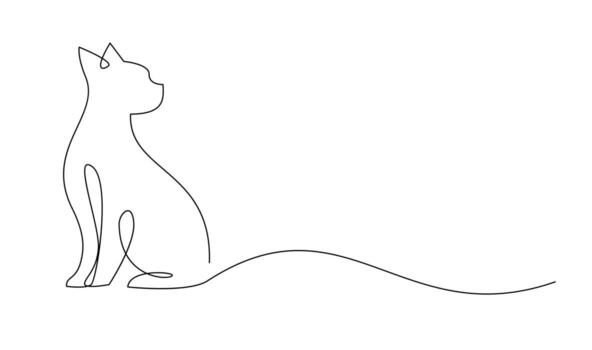 Continuous line drawing of cat on white background. vector