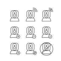 cctv camera icon line set collection design vector