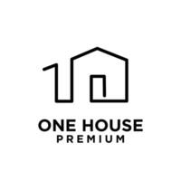 one 1 house home letter logo icon design vector