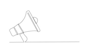 Continuous single one line art drawing of megaphone speaker for news and promotion vector illustration