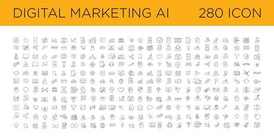 Digital Marketing with  AI icon set collection vector