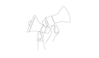 Continuous single one line art drawing of megaphone speaker for news and promotion vector illustration