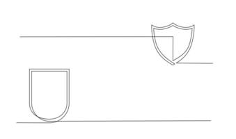 Shield continuous line art. Guard drawing sign. Protect linear symbol vector