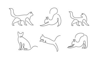 Continuous line drawing of cat on white background. vector