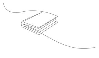 Continuous line art drawing of book illustration vector