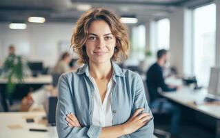 AI generated Smiling Designer Standing in Office photo