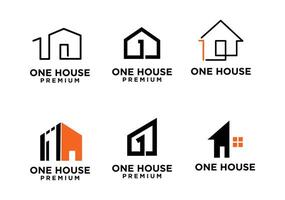 one 1 house home letter logo icon design vector