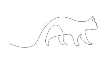 Continuous line drawing of cat on white background. vector