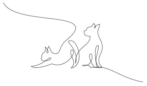 Continuous line drawing of cat on white background. vector