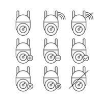 cctv camera icon line set collection design vector