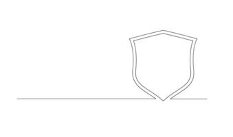 Shield continuous line art. Guard drawing sign. Protect linear symbol vector