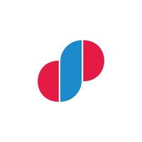 letter dp simple geometric colorful stripe logo vector