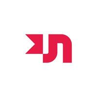 letter n ribbon flag simple cute logo vector