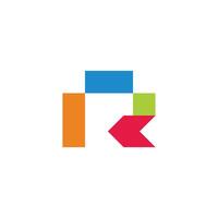 letter r colorful paper arrow simple logo vector