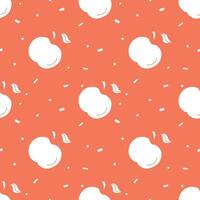 Seamless apple pattern. Colored seamless doodle pattern with red apples vector