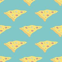 Seamless pizza pattern. Black and white pizza background. Doodle vector pizza illustration. Fast food vector pattern