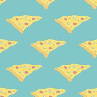 Seamless pizza pattern. Black and white pizza background. Doodle vector pizza illustration. Fast food vector pattern