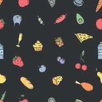 Seamless food pattern. Doodle food background vector