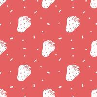 Seamless strawberries pattern. Doodle vector with red strawberries icons. Vintage strawberries pattern