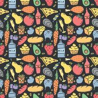 Seamless food pattern. Doodle food background vector