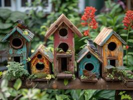 AI generated Workshop on building bird and bat houses from reclaimed wood, promoting biodiversity and natural pest control in backyards. photo