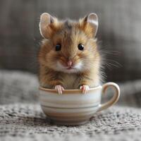 AI generated April Fool's Mischief, Fake Mouse Trap Under Cup, Playful Laughter photo