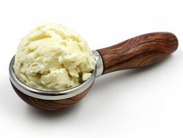 AI generated Savory Ice Cream Prank, Mashed Potato Scoop for April Fool's, A Playful Trick photo