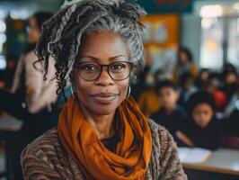 ai generado empoderamiento mediante educación - mujer inspirador estudiantes foto