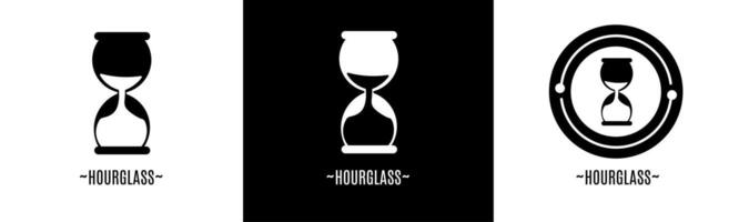 Hourglass logo set. Collection of black and white logos. Stock vector. vector