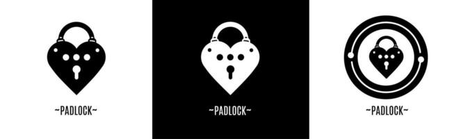Padlock logo set. Collection of black and white logos. Stock vector. vector