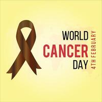 Vector illustration of World Cancer Day with ribbon. 4th February.