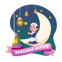 Ramadán niños ilustración vector