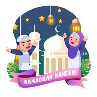 Ramadán niños ilustración vector