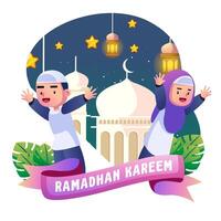 Ramadán niños ilustración vector