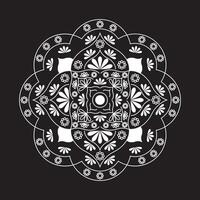 mandala vector design with white color on black background. vector illustration