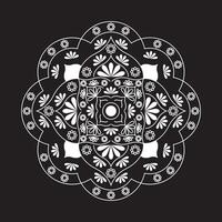 mandala vector design with white color on black background. vector illustration