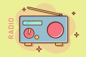 cartoon radio icon in comic style radio news sound vector