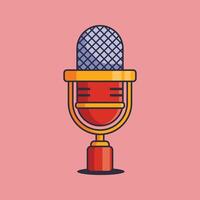 podcast Clásico micrófono dibujos animados vector ilustración.