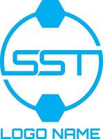 SST initial letter logo for football school, business vector