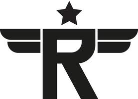 r inicial letra alas estrella logo icono diseño vector