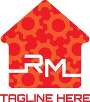 RM house mechanic repair logo design vector