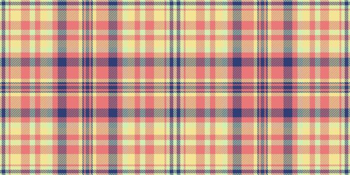 Page vector texture fabric, wool seamless background check. Pop tartan textile plaid pattern in red and yellow colors.